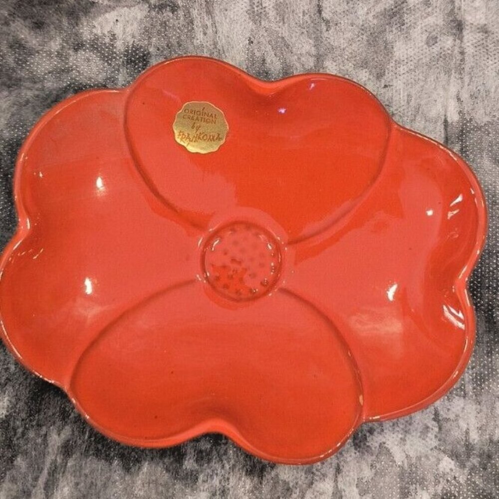 Vintage Orange Brown Frankhoma Dogwood Flower Dish #204